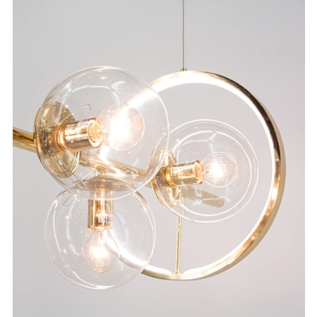 Lampa wisząca złota metalowa 8-punktowa szklana DRS3510/7 - Lampy Elem